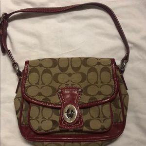Authentic Brown and Red Coach purse